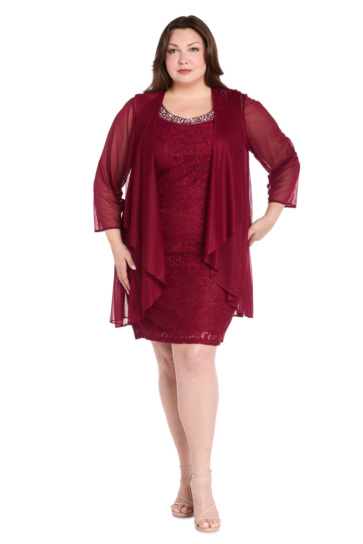 Plus Size Dresses Plus Size Short Mother of the Bride Lace Dress Red