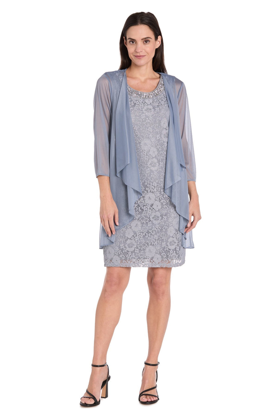 Mother of the Bride Dresses Short Mother of the Bride Lace Jacket Dress Slate