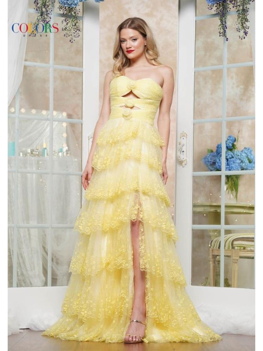 Prom Dresses Long Formal Glitter Ruffle Dress Yellow