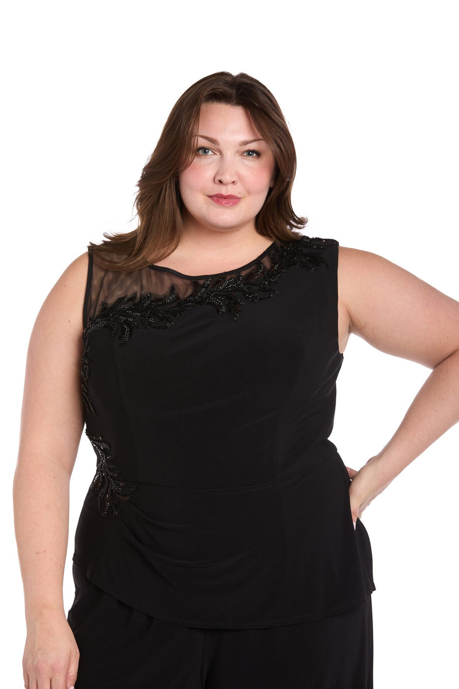 Plus Size Dresses Plus Long Formal Floral Sequin Jumpsuit Black