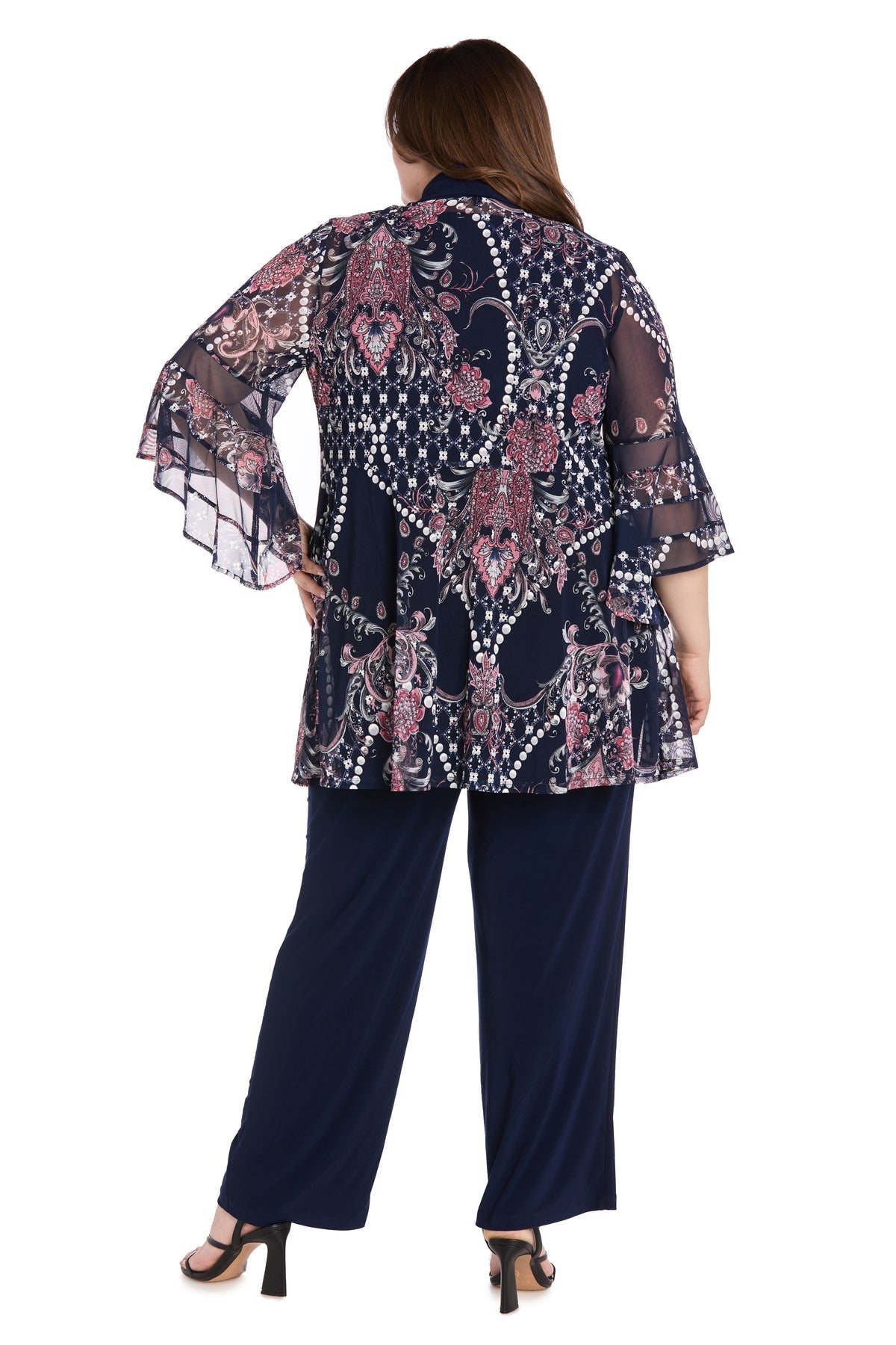 Plus Size Dresses Plus Size Long Formal Mother of the Bride Pant Suit Navy/Pink