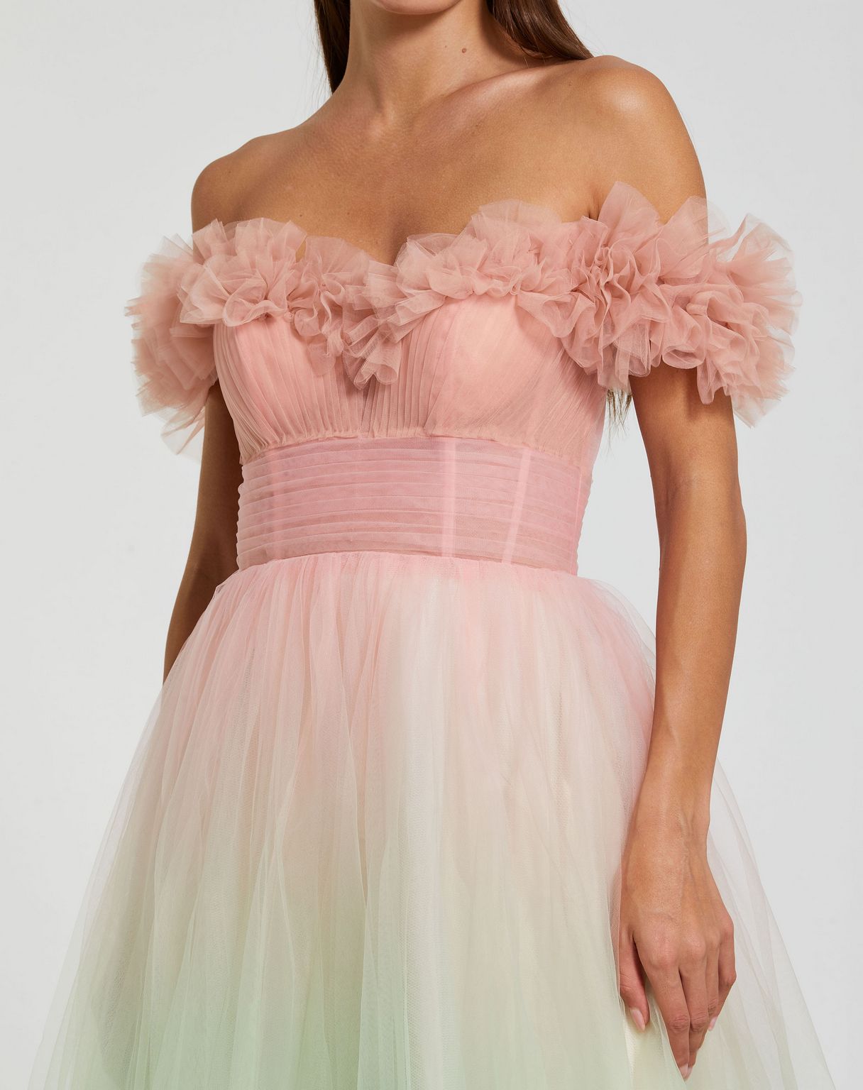 Formal Dresses Long Ball Gown Ombre Ruflled Prom Dress Pink Sorbet