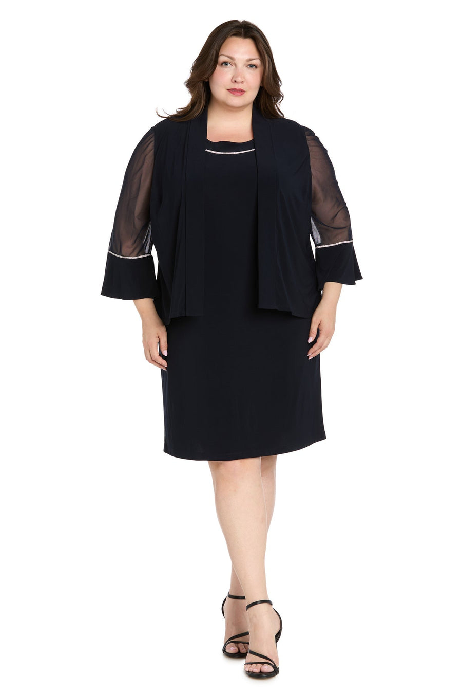 Plus Size Dresses Plus Size Short Mother of the Bride Jacket Dress Navy