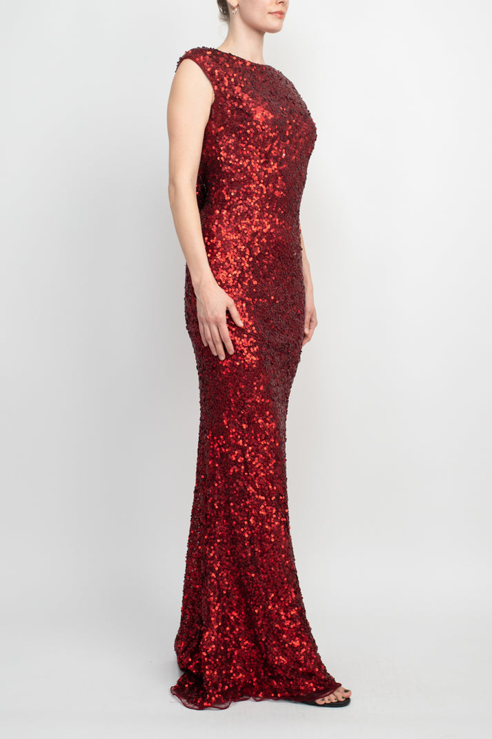 Formal Dresses Fitted Long Formal Bodycon Sequined Dress Burgundy