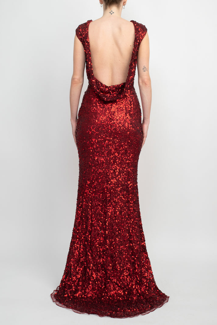 Formal Dresses Fitted Long Formal Bodycon Sequined Dress Burgundy