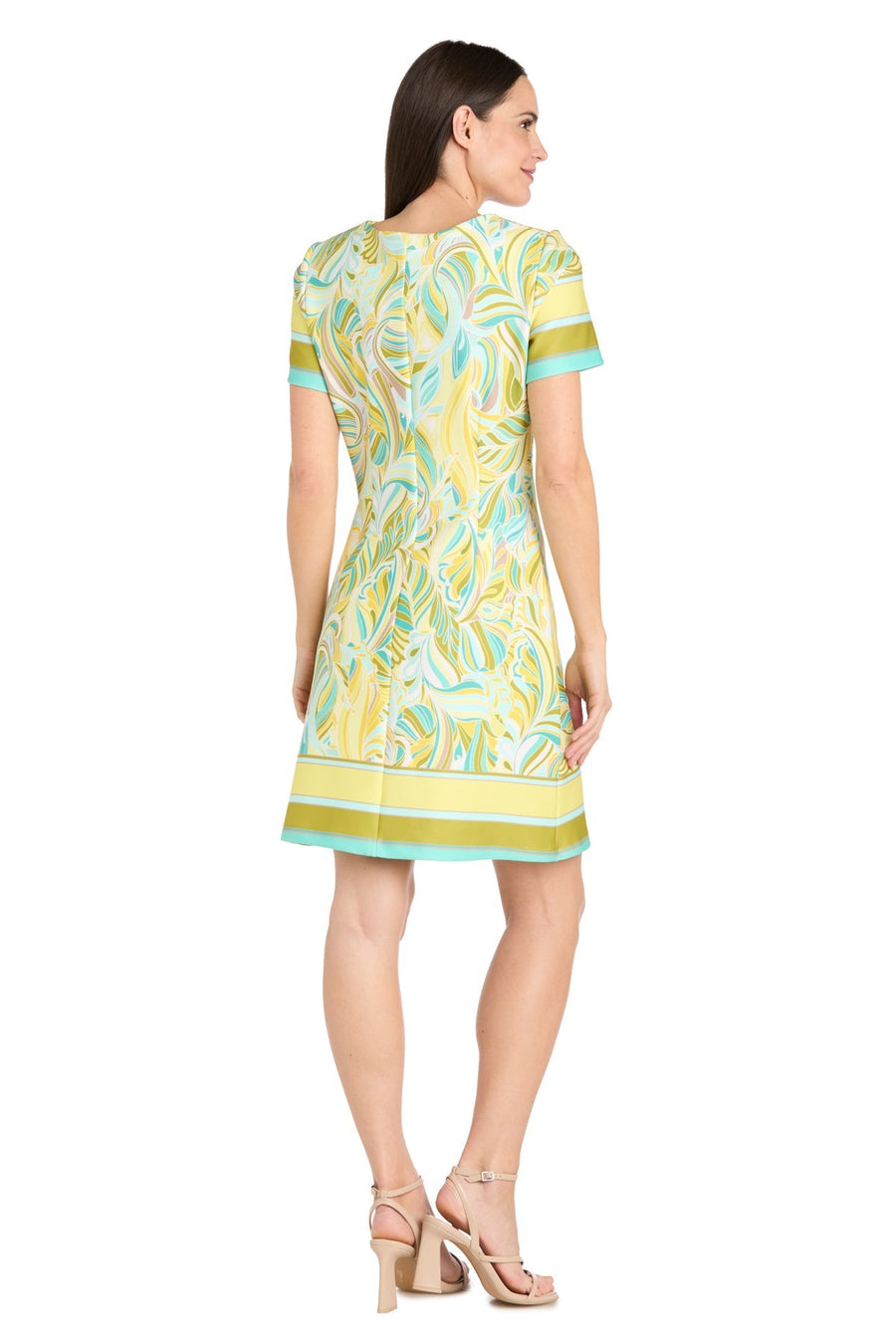 Cocktail Dresses Short Cocktail Printed Mini Dress Yellow/Aqua