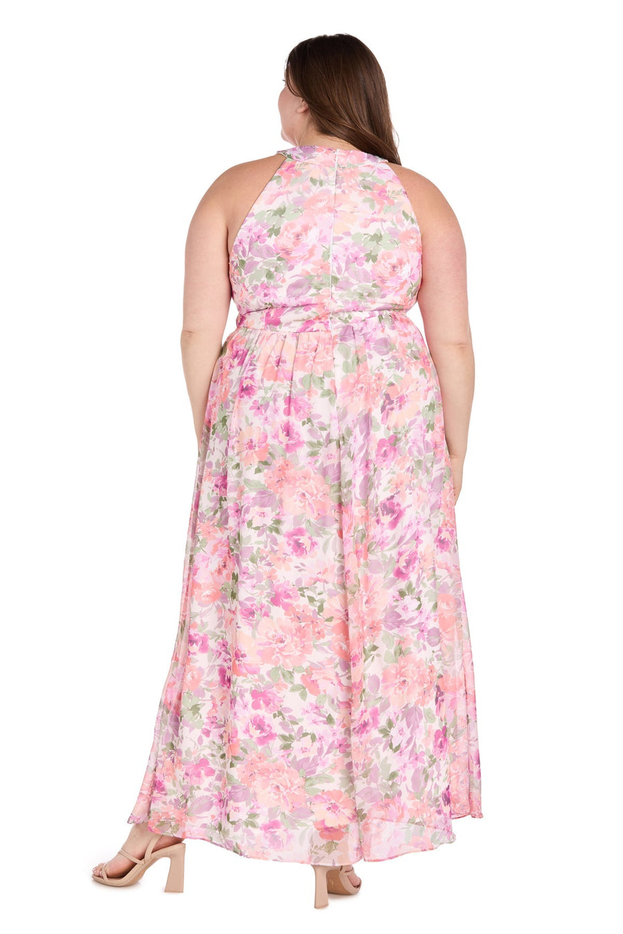 Plus Size Dresses Floral Print Plus Size Long Formal Maxi Dress Ivory/Blossom