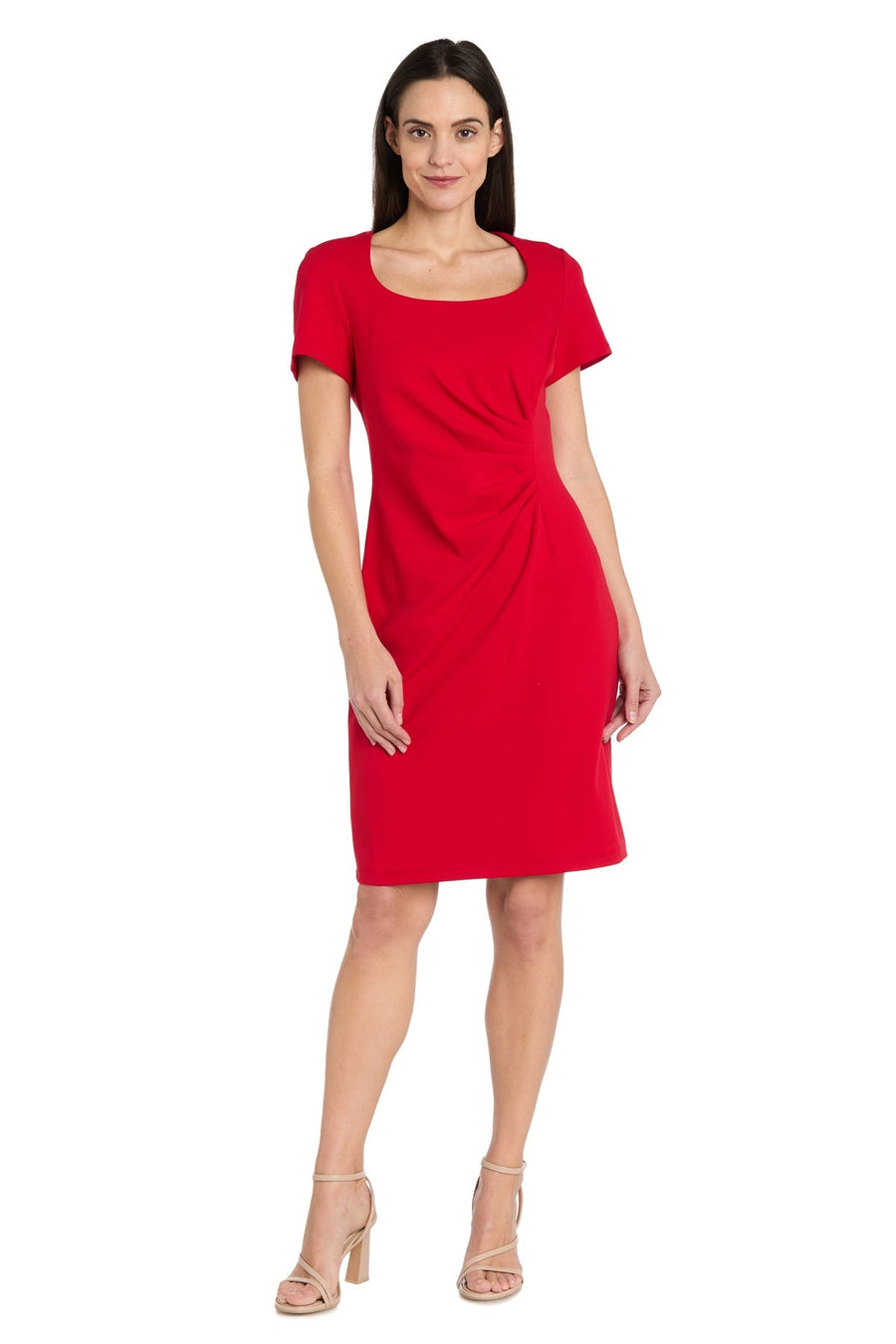 Cocktail Dresses Pleated Short Cocktail Fitted Dress Red