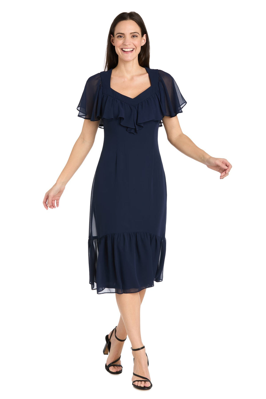 Cocktail Dresses Short Cocktail Caplet Midi Length Dress Navy