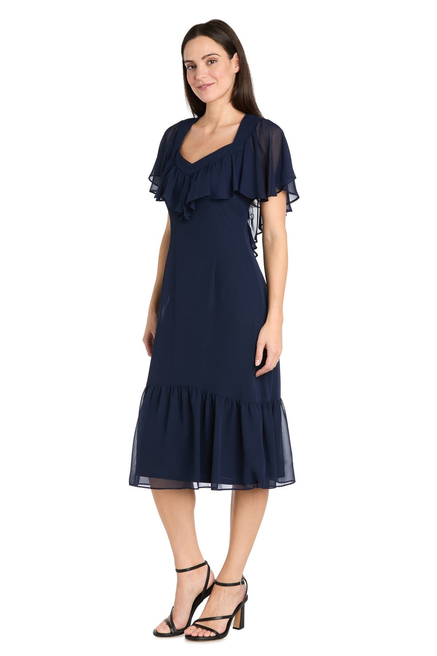 Cocktail Dresses Short Cocktail Caplet Midi Length Dress Navy