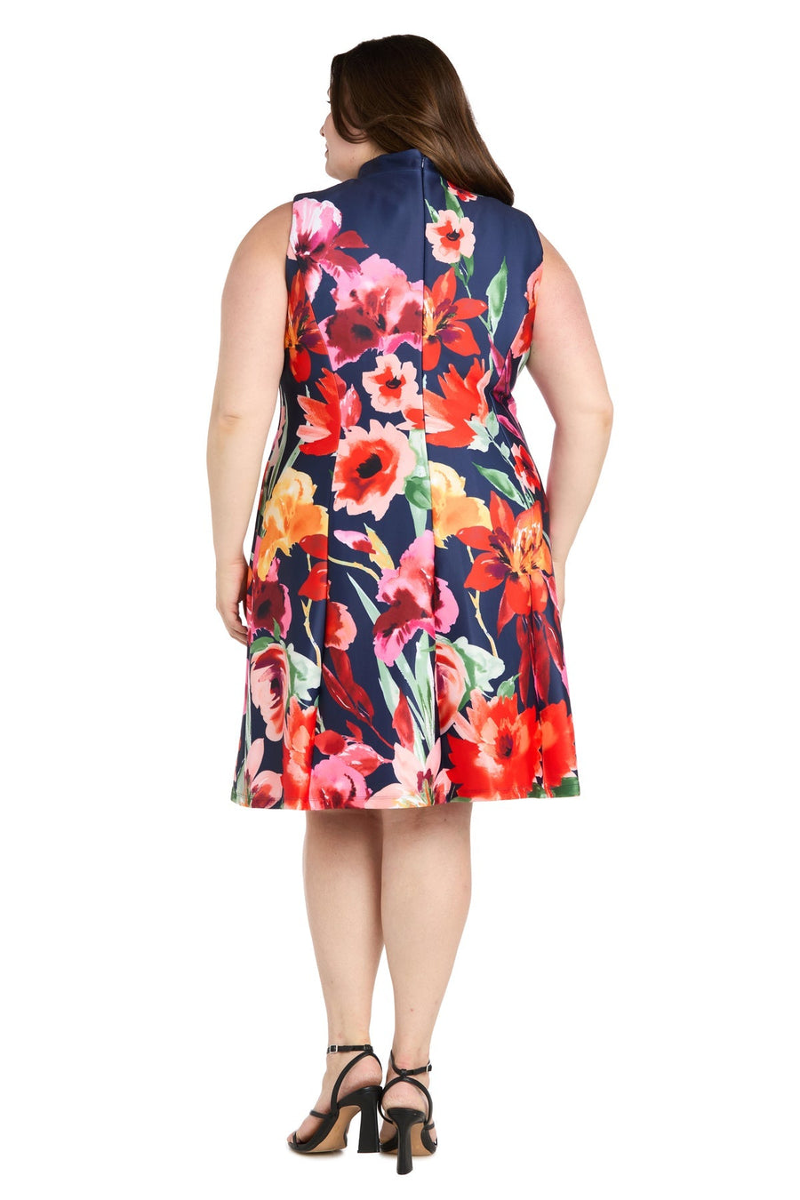Plus Size Dresses Short Plus Size Cocktail Printed Dress Navy/Multi