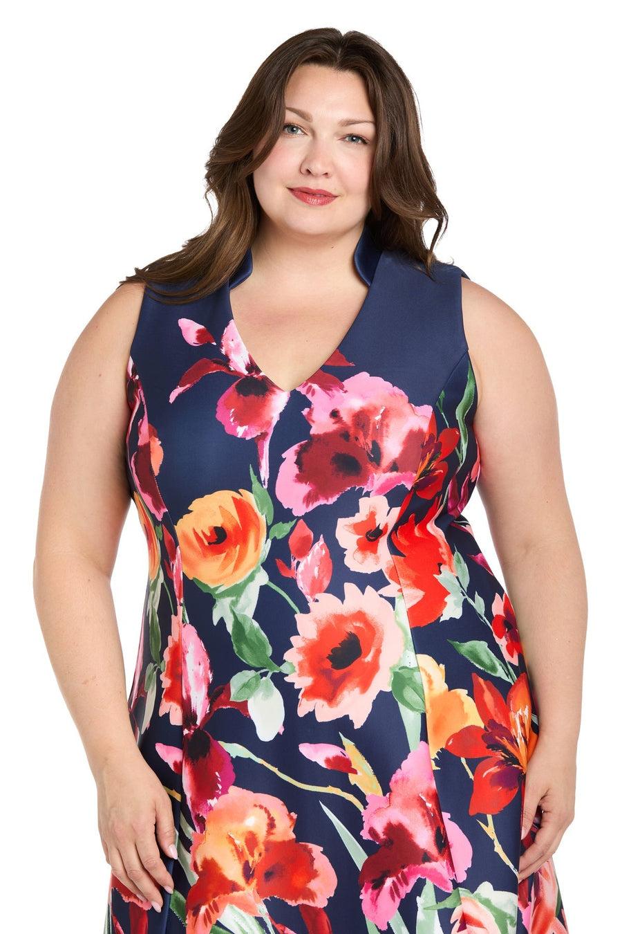 Plus Size Dresses Short Plus Size Cocktail Printed Dress Navy/Multi