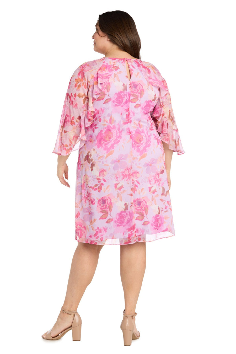 Plus Size Dresses Short Floral Ruffle Plus Size Dress Lavender/Rose