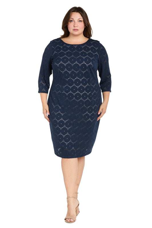 Plus Size Dresses Plus Size Knee Length Coctail Dress Navy/Nude