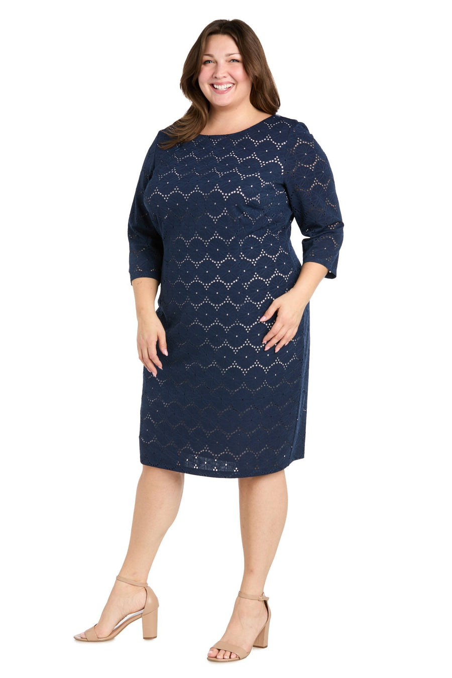 Plus Size Dresses Plus Size Knee Length Coctail Dress Navy/Nude