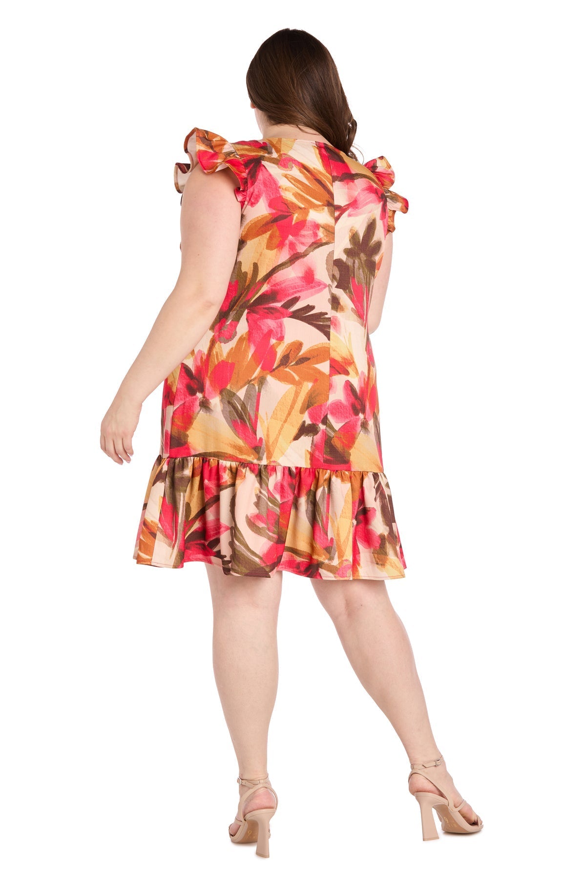 Plus Size Dresses Plus Size Short Floral Cocktail Dress Coral/Sand