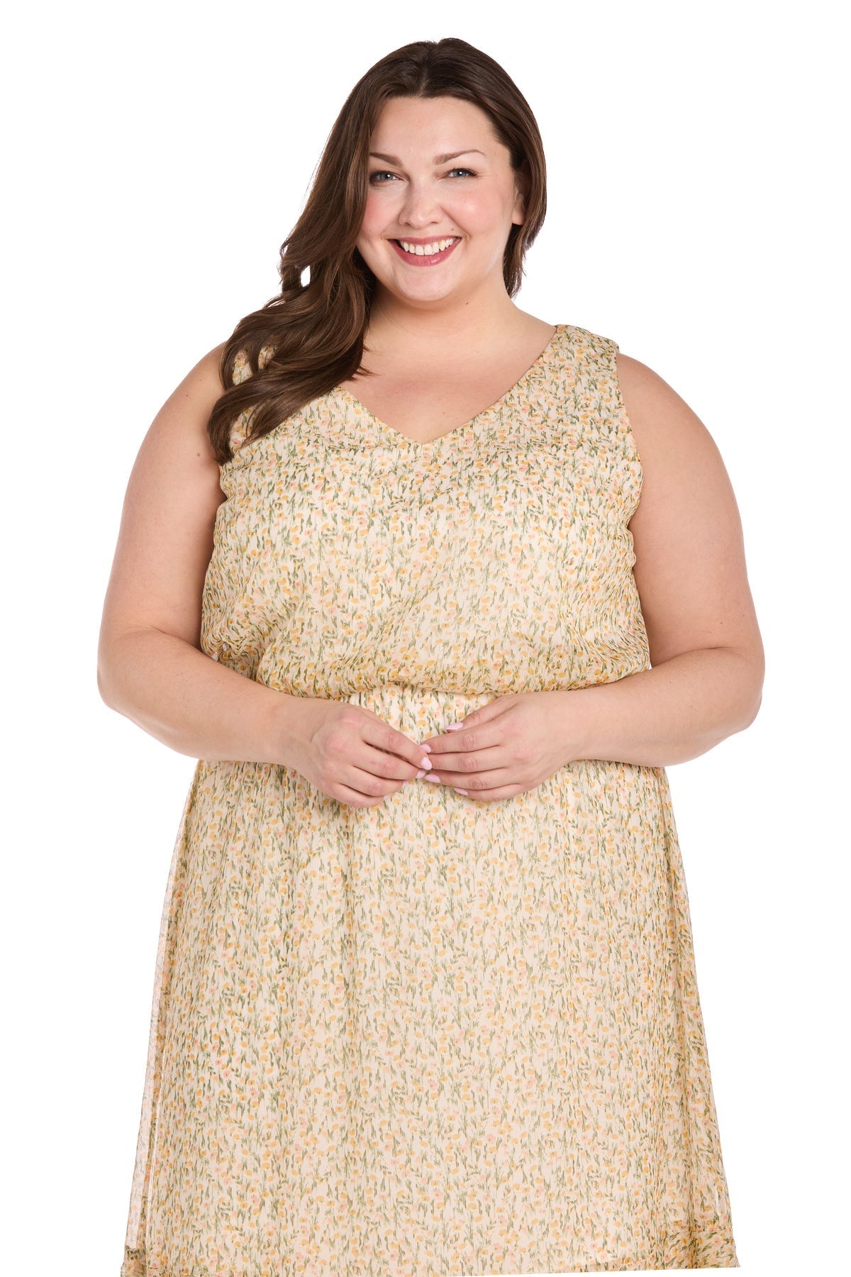 Plus Size Dresses Plus Size Floral Print Maxi Dress Yellow
