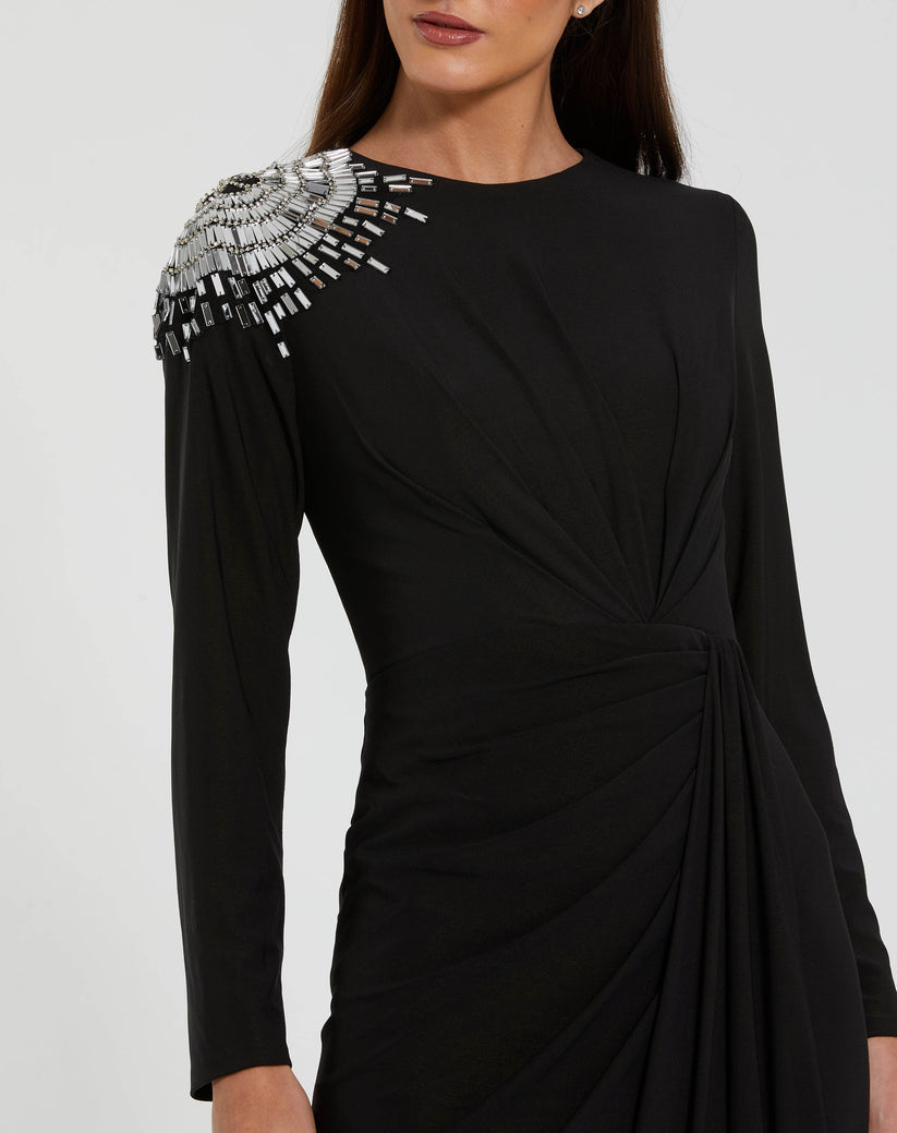 Formal Dresses Fitted Long Sleeve Formal Evening Dress Black