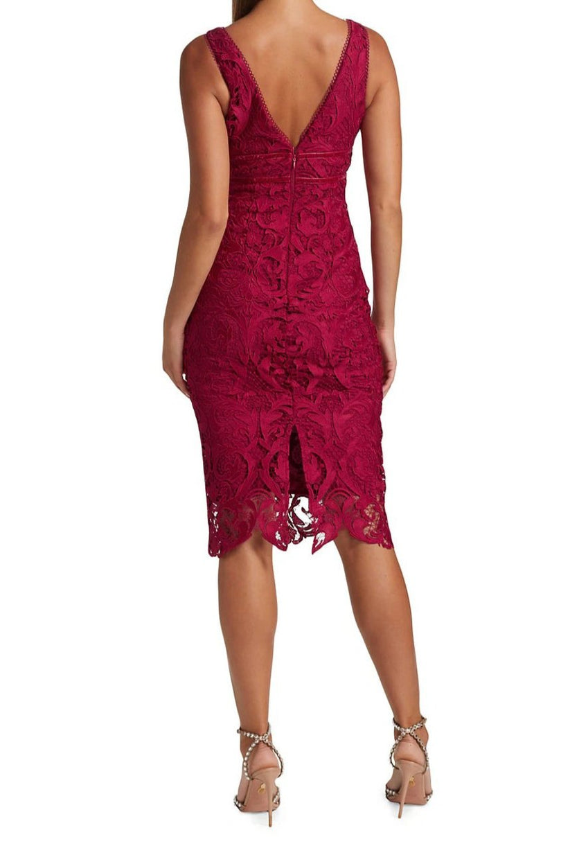Cocktail Dresses Short Fitted Bodycon Slit Lace Cocktail Dress Cerise Red