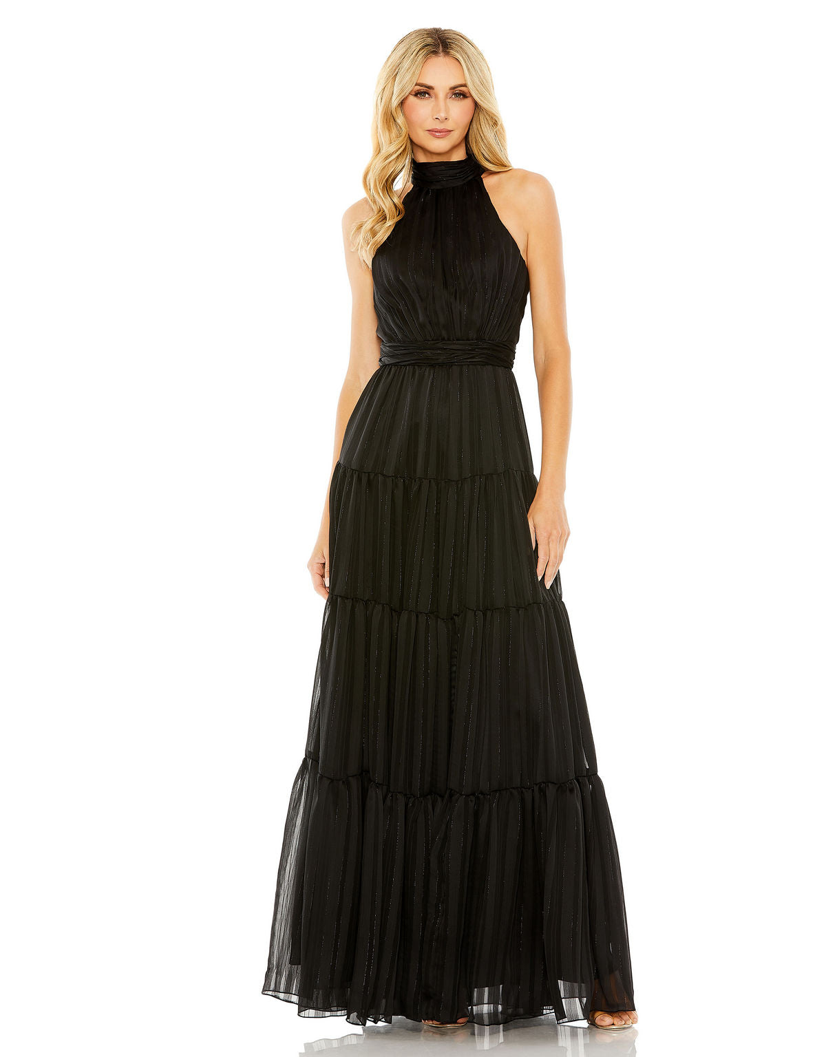 Formal Dresses Long Halter Tiered Formal Prom Dress Black