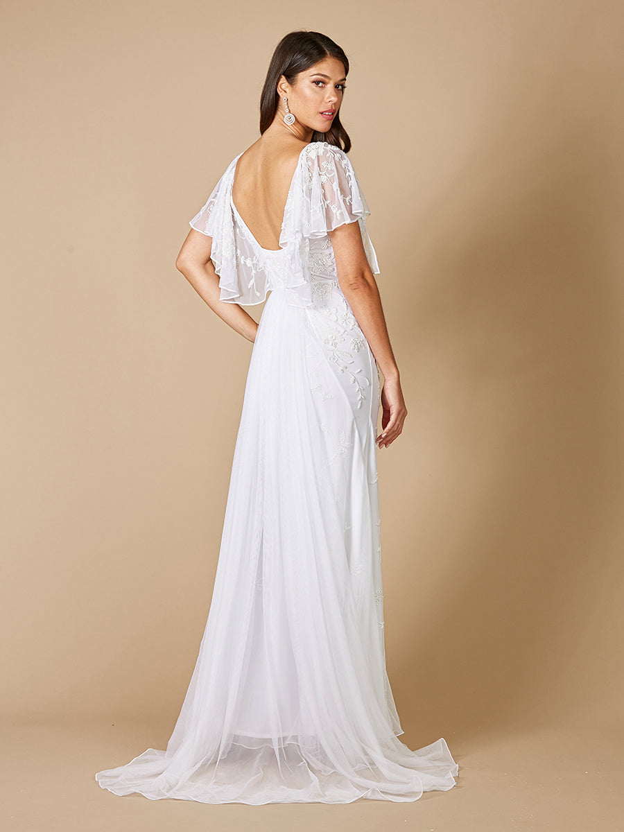 Wedding Dresses Long Bridal Cape Wedding Dress Ivory