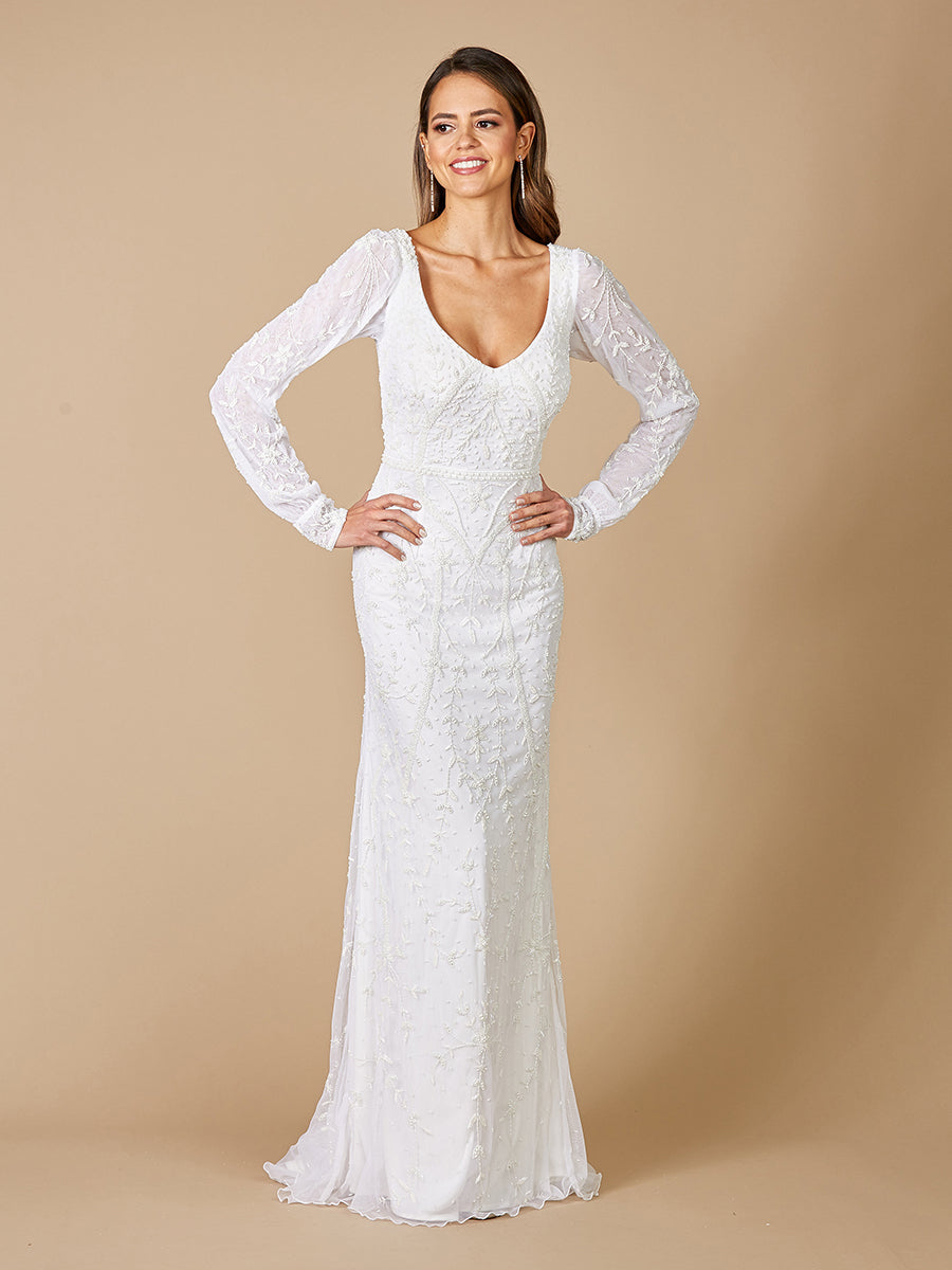Wedding Dresses Long Wedding Beaded Bridal Gown Simple Dress Ivory