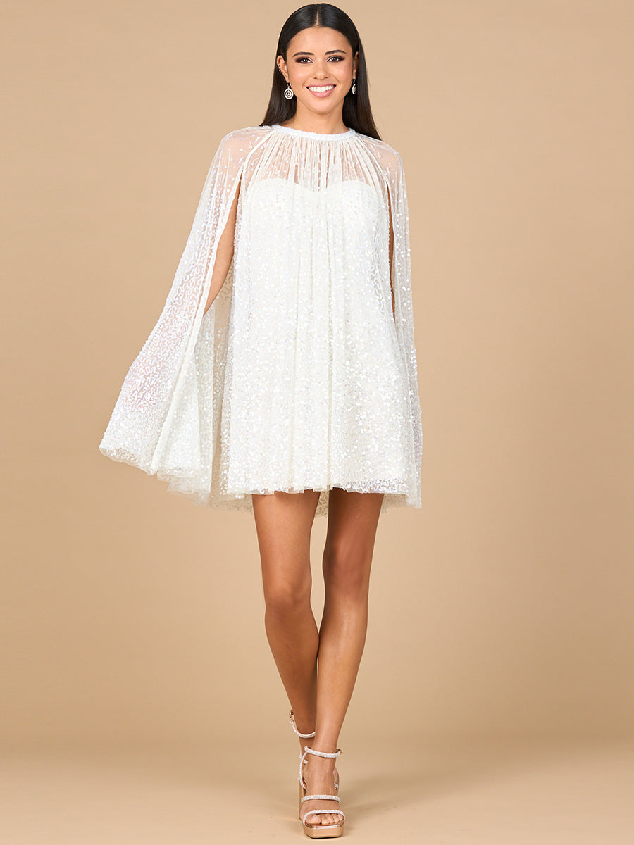 Wedding Dresses Short Beaded Bridal Cape Wedding Dress Ivory