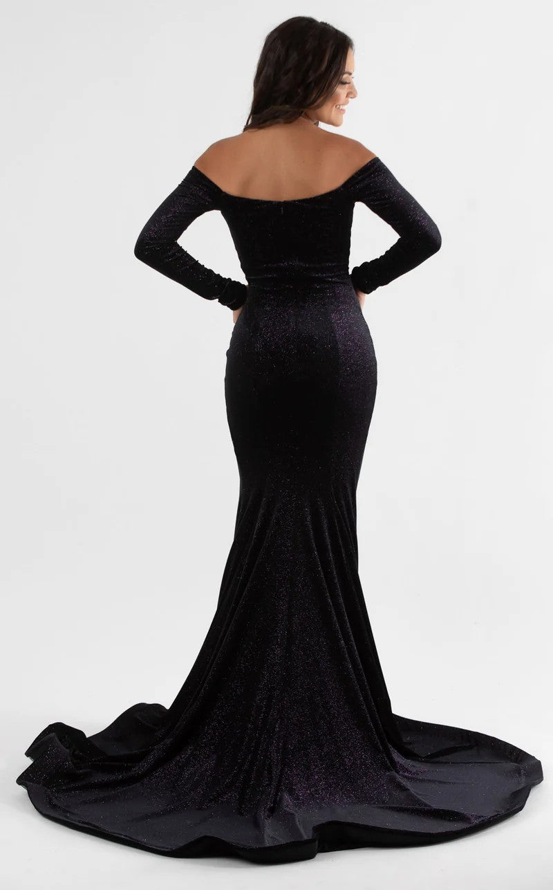Prom Dresses Long Sleeve Formal Fitted Evening Dress Black