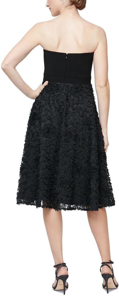 فستان كوكتيل متوسط الطول بدون حمالات من Alex Evenings J1171363