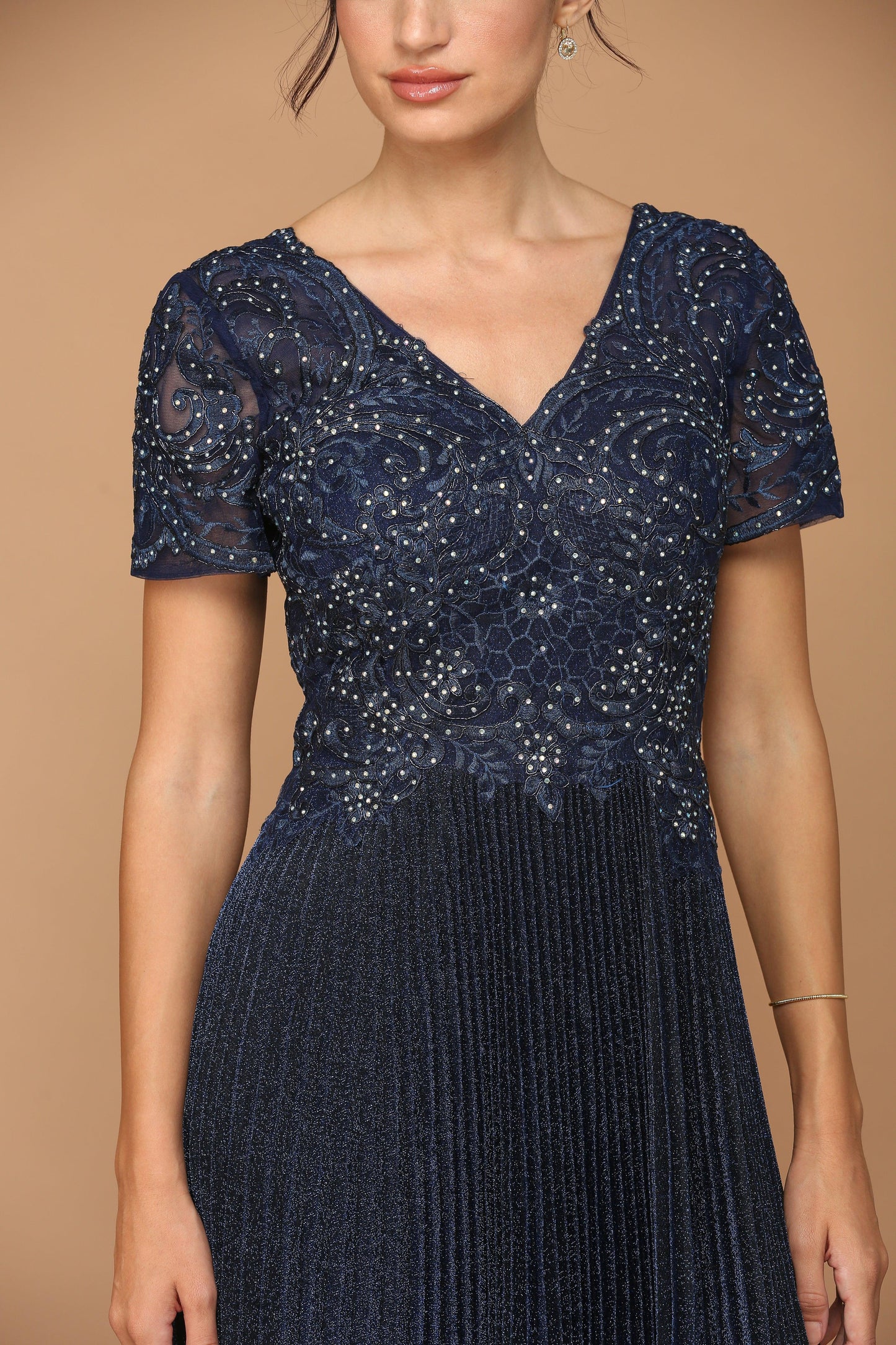 Mother of the Bride Dresses Mother of the Bride Long Formal Metallic Dress Navy