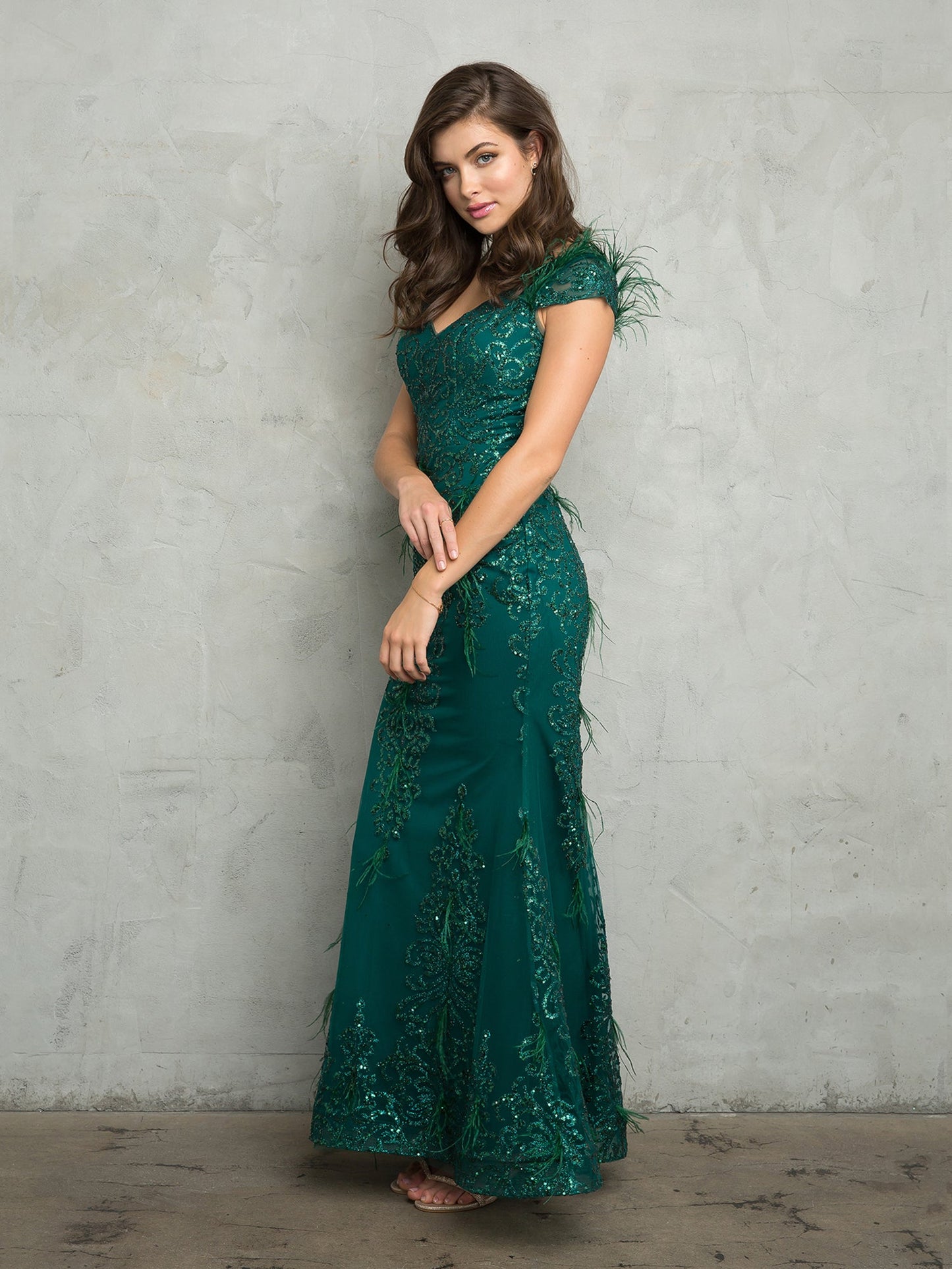 Mother of the Bride Dresses Fitted Long Glitter Formal Mother of the Bride Dress Hunter Green