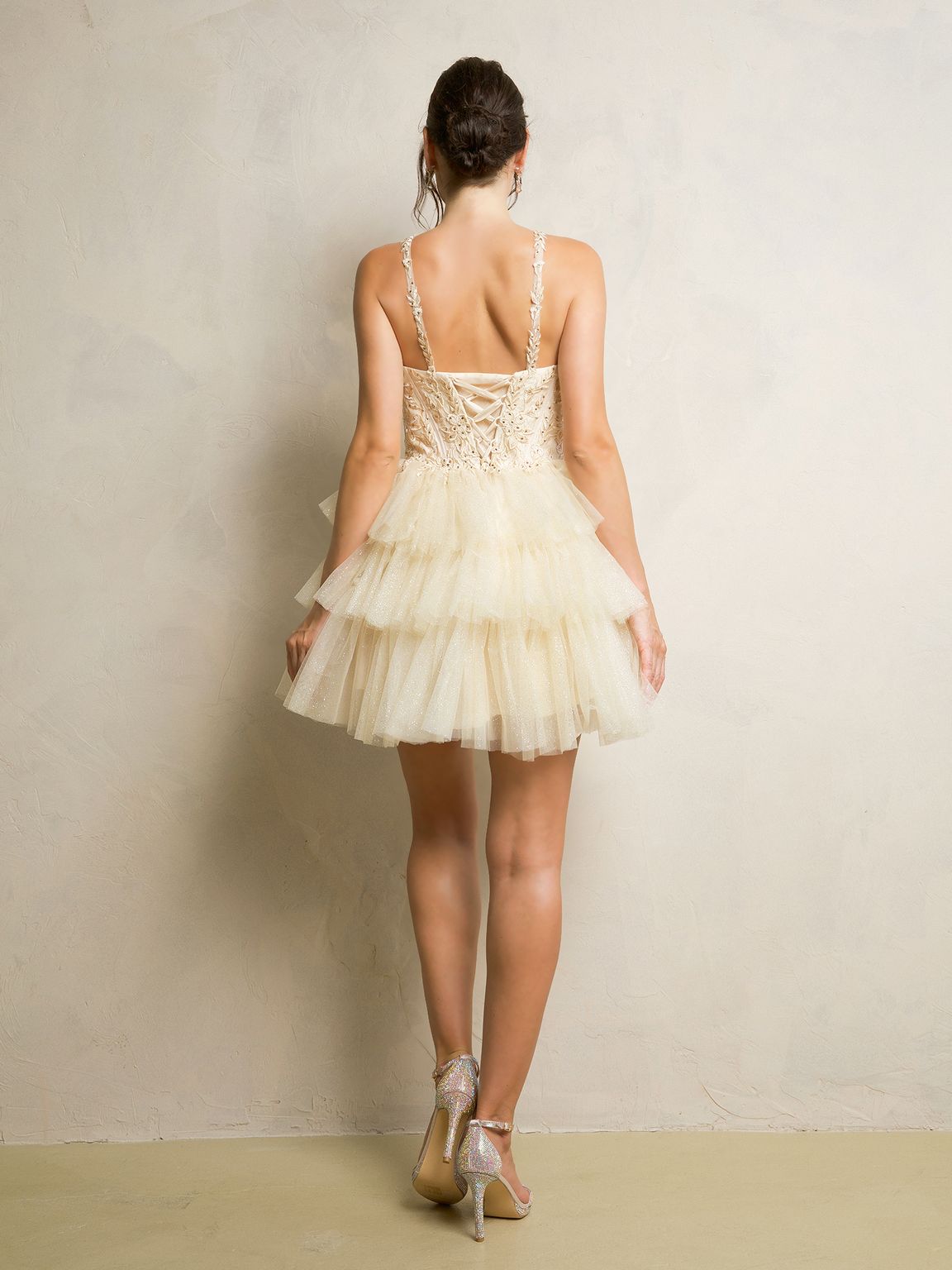 Cocktail Dresses Glitter Homecoming Short Corset Prom Dress Champagne