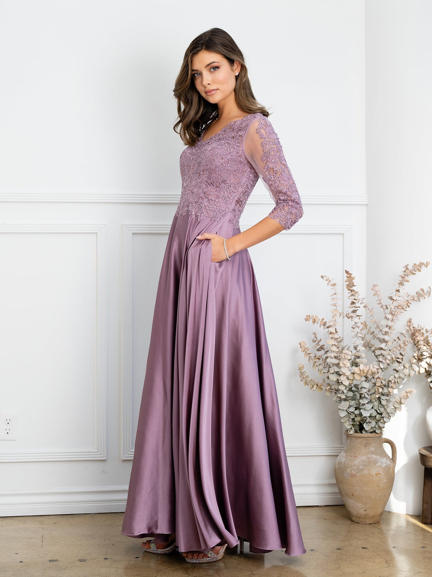 Mother of the Bride Dresses Long Formal Mother of the Bride Lace Dress Mauve
