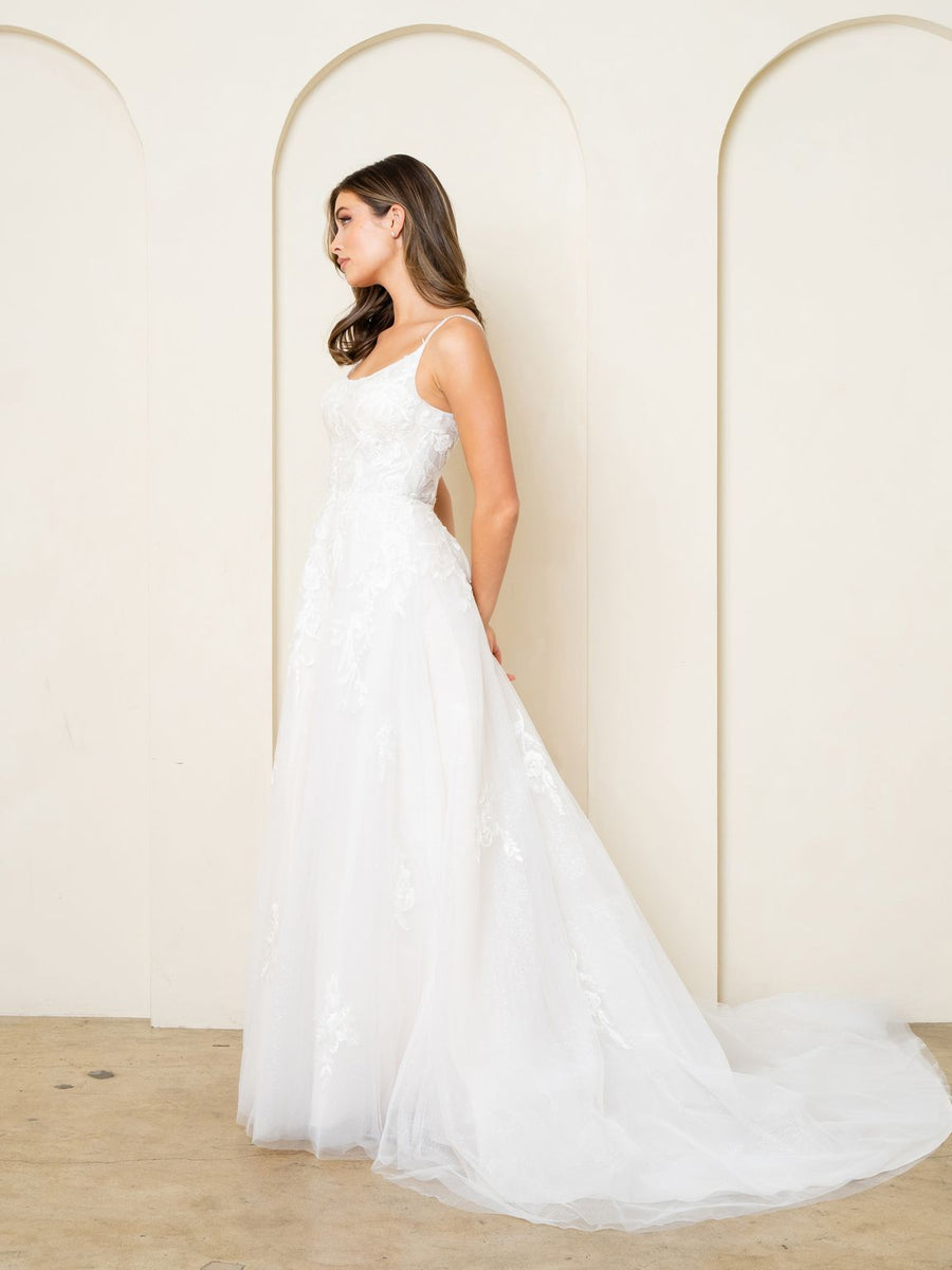 Wedding Dresses Bridal Gown Long A Line Lace Wedding Dress Off White/Almond