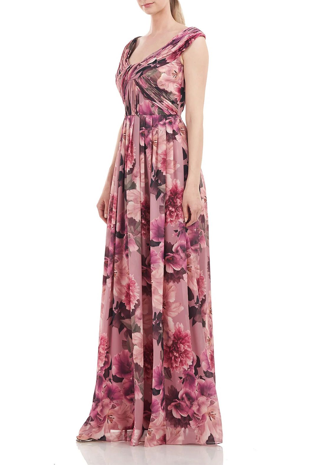 Formal Dresses Long Formal Floral Print Chiffon Dress WOOD ROSE
