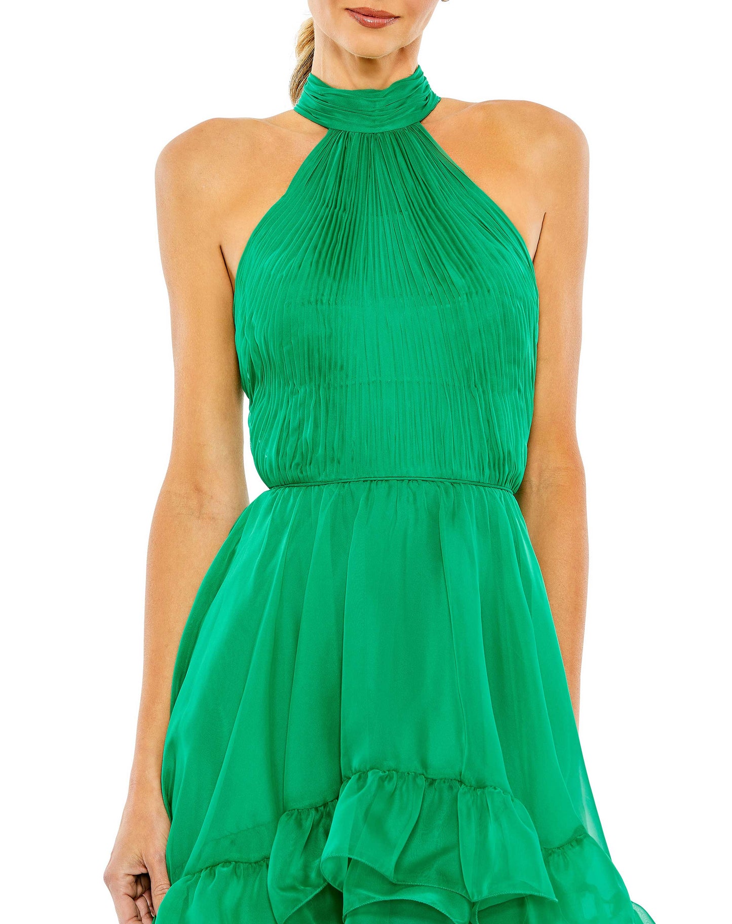 Cocktail Dresses High Low Halter Tiered Cocktail Dress Emerald