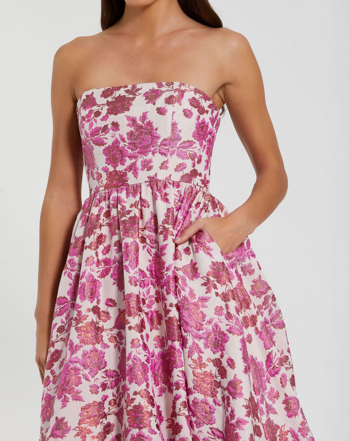 Prom Dresses Tea Length Floral Ruffle Cocktail Dress Pink Multi