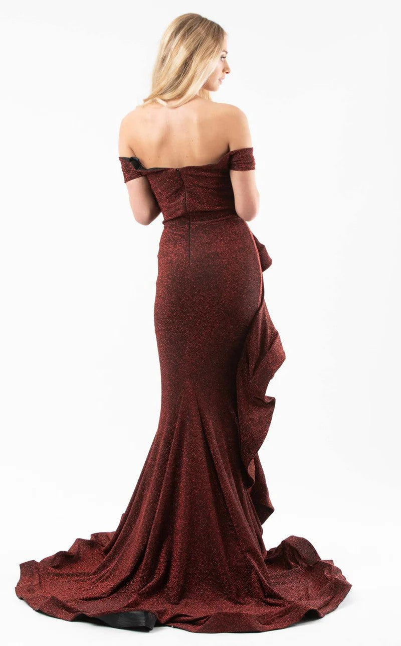 Prom Dresses Ruffle Long Formal Evening Prom Dress Burgundy