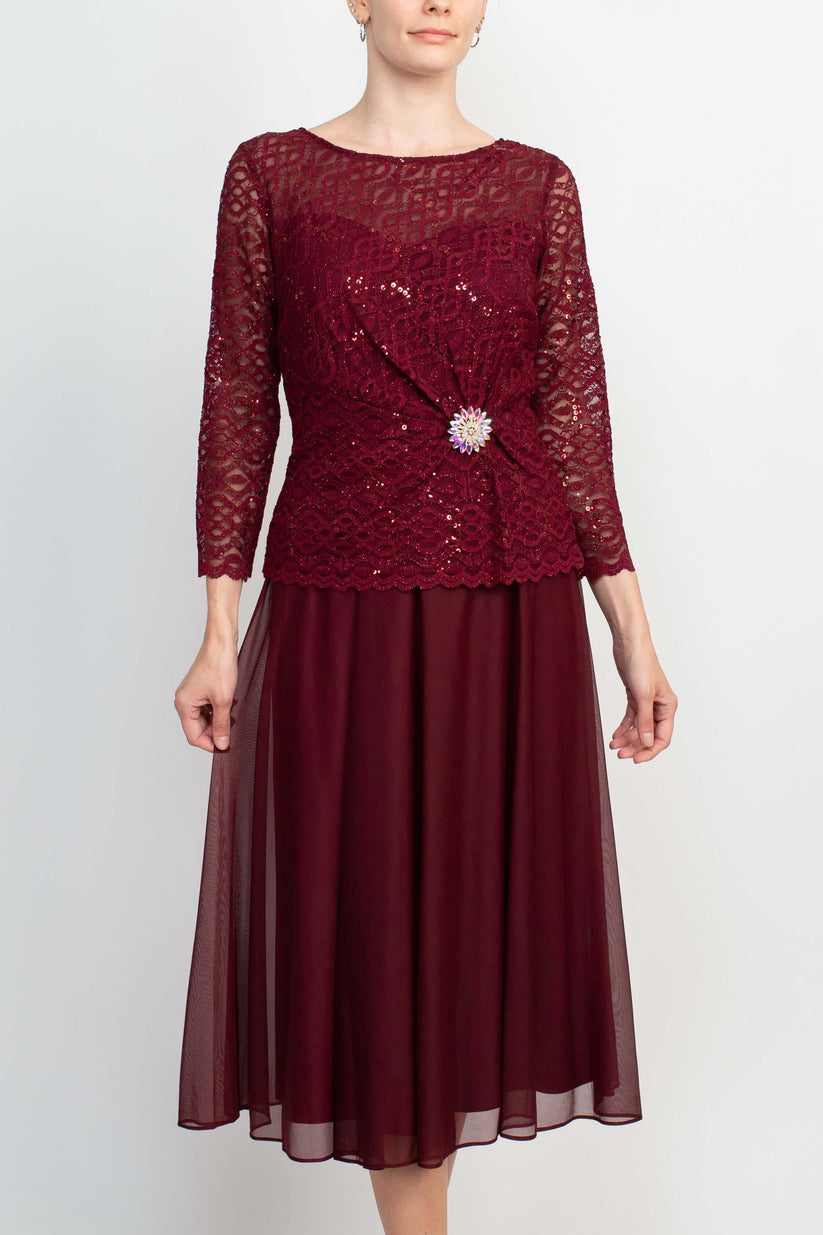 Mother of the Bride Dresses Long Sleeve Mother of the Bride Short Detail Dress BORDEAUX