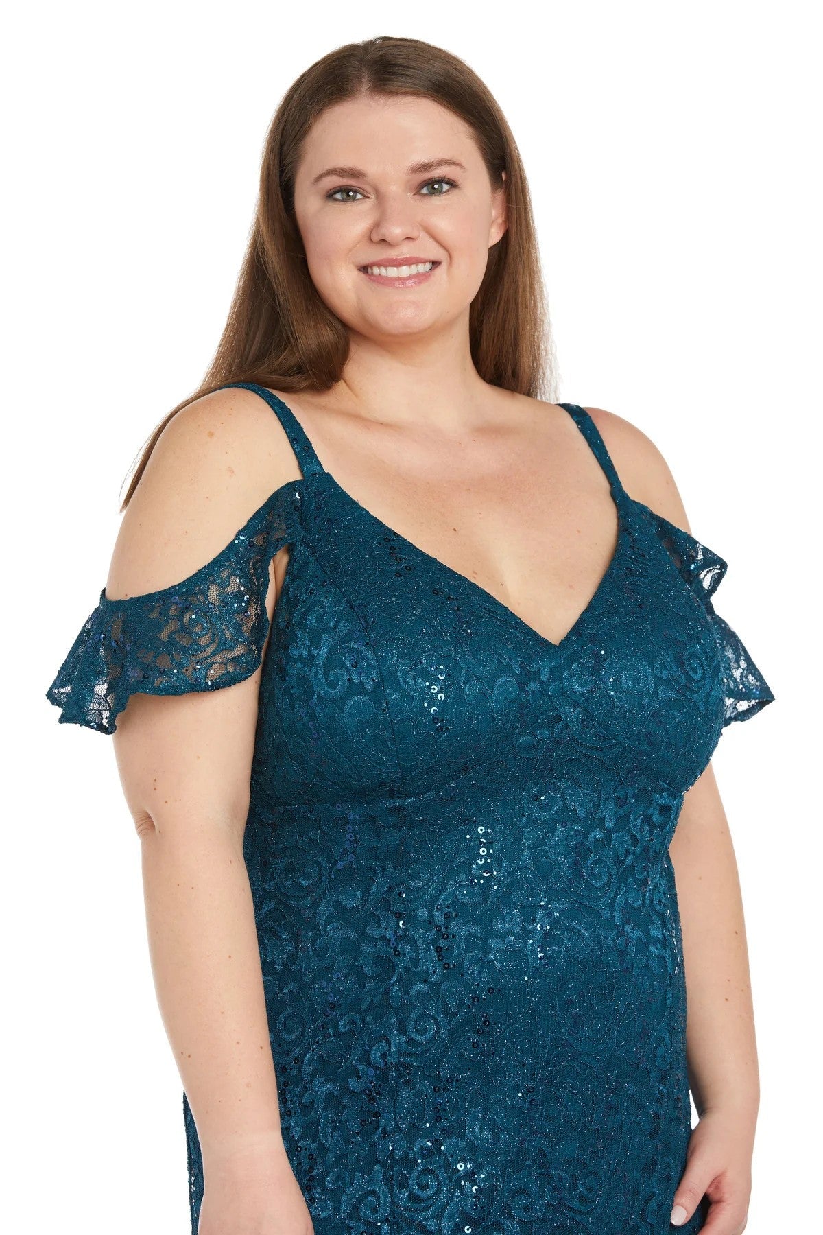 Plus Size Dresses Plus Size Long Formal Glitter Dress Peacock