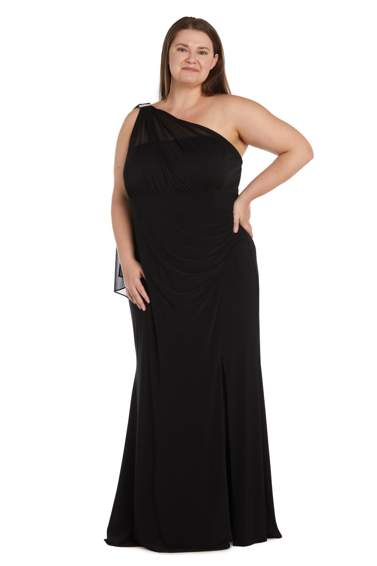Plus Size Dresses Overlay Long Fitted Formal Prom Plus Size Dress  Black
