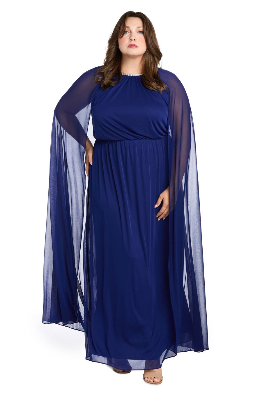 Plus Size Dresses Plus Size A Long Formal Cape Dress Electric Blue