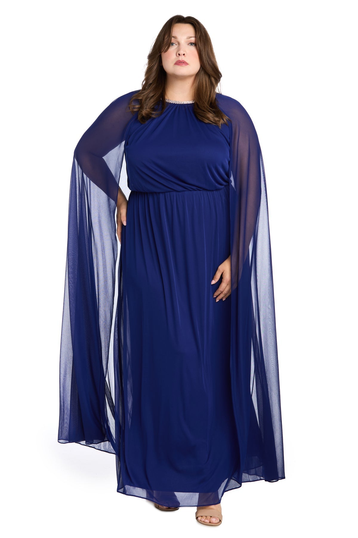 Plus Size Dresses Plus Size A Long Formal Cape Dress Electric Blue