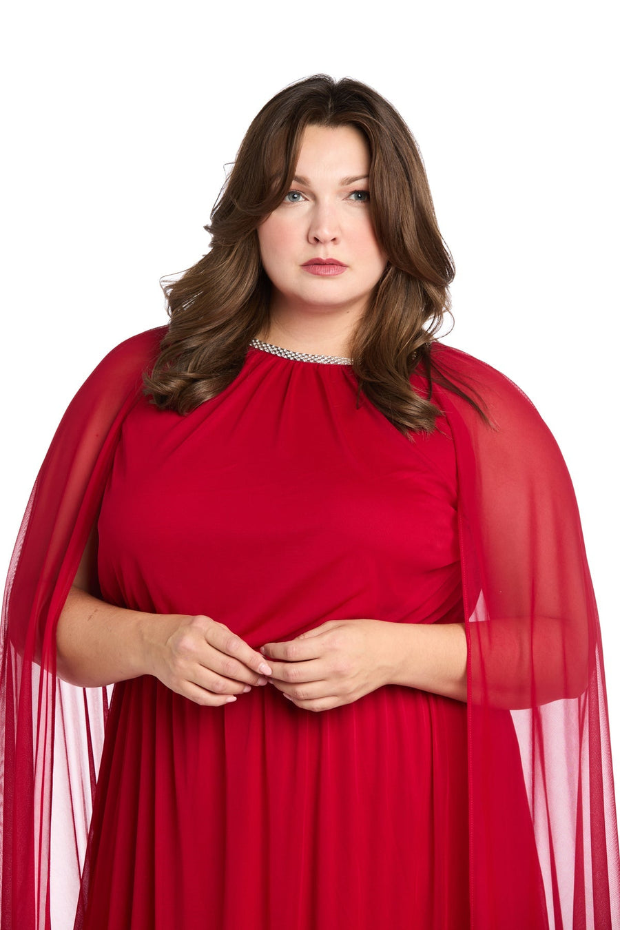 Plus Size Dresses Plus Size A Long Formal Cape Dress Electric Red