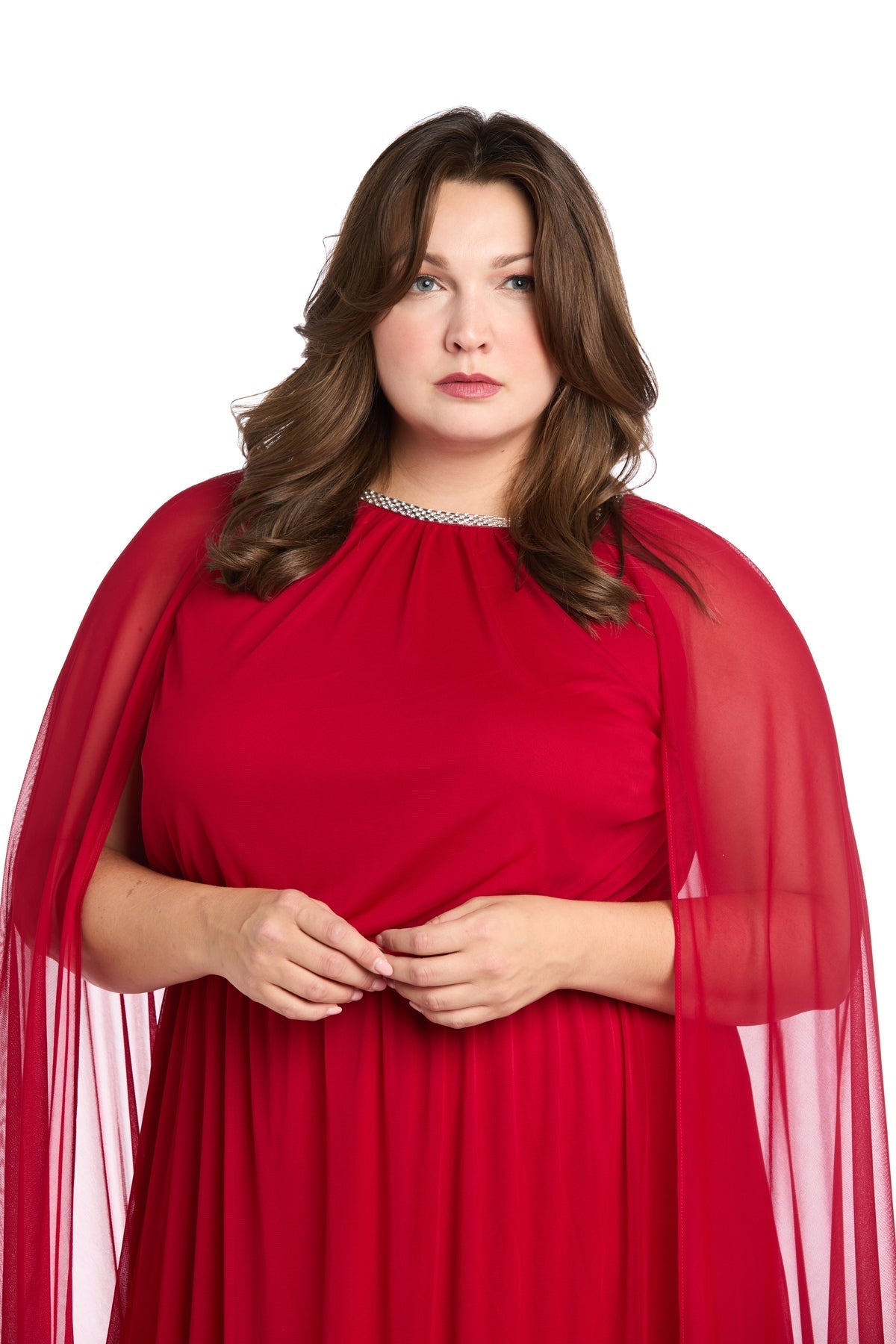 Plus Size Dresses Plus Size A Long Formal Cape Dress Electric Red