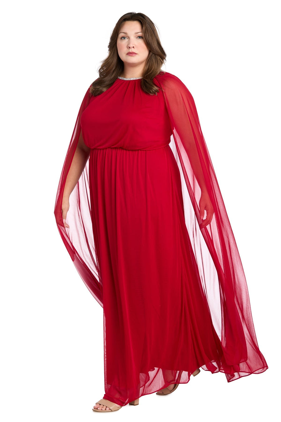 Plus Size Dresses Plus Size A Long Formal Cape Dress Electric Red