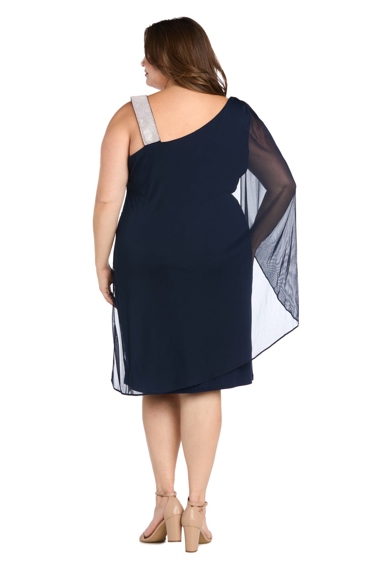 Plus Size Dresses Plus Size Short Cape Cocktail Dress Navy