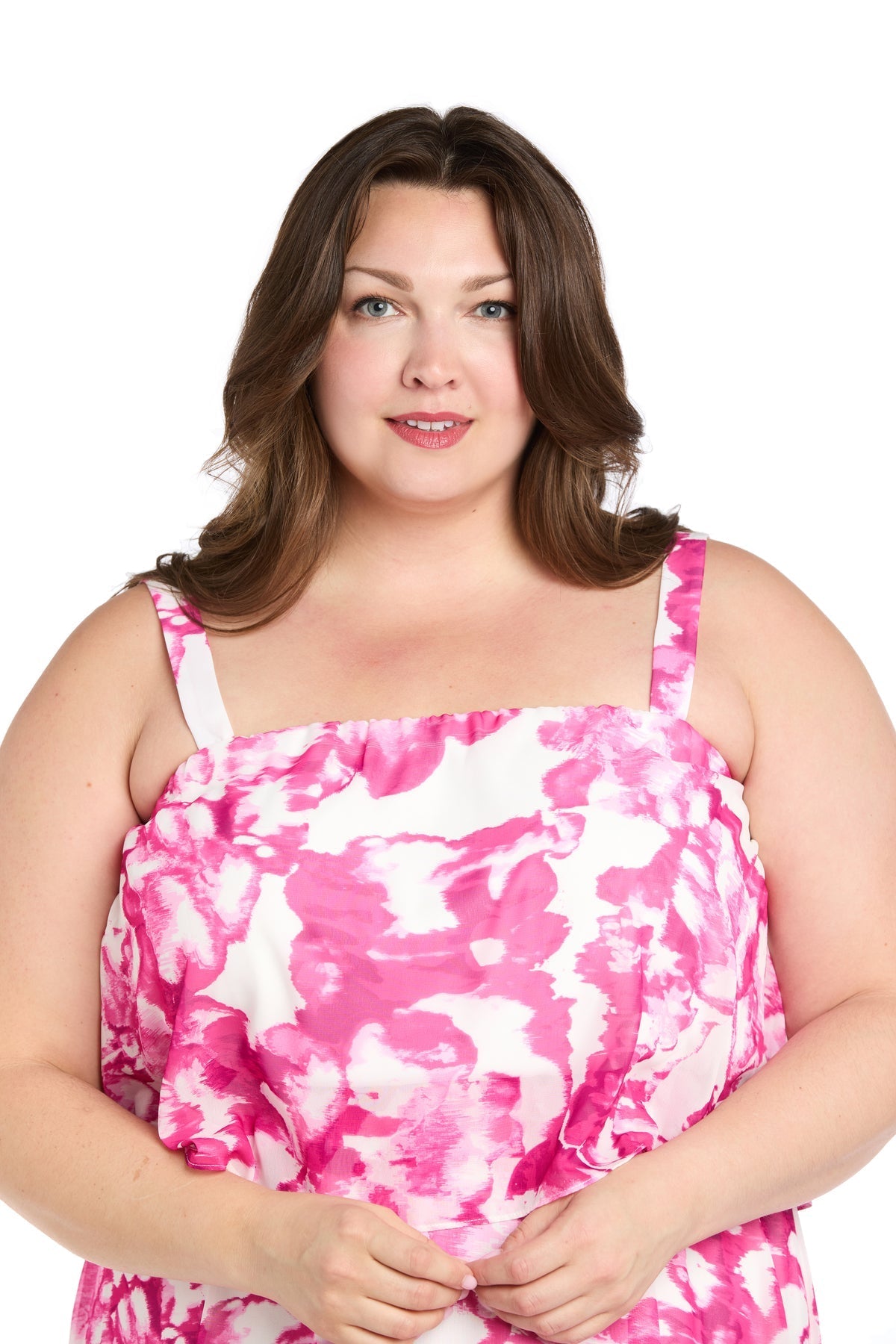 Plus Size Dresses Long Plus Size Formal Printed Dress Pink/White