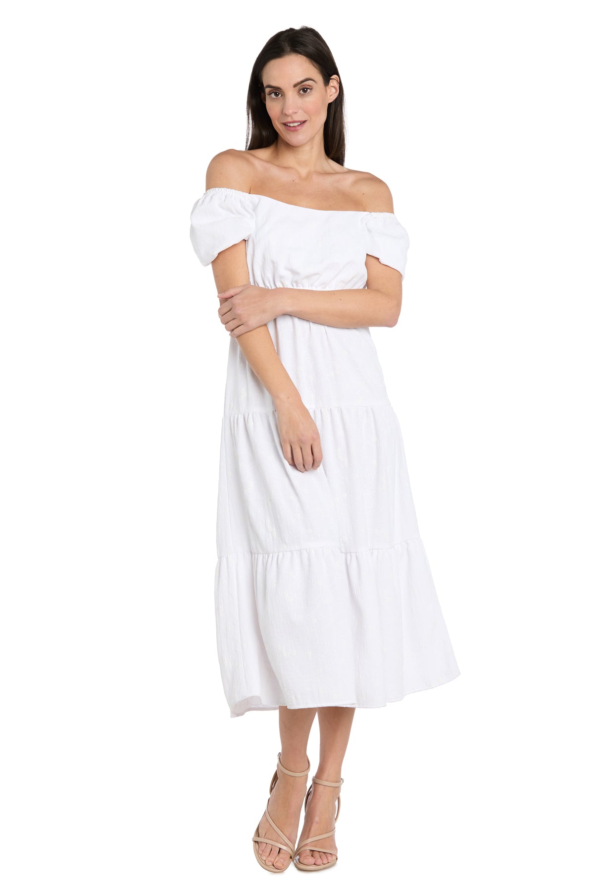 Cocktail Dresses Short Cocktail Tiered Midi Length Dress White