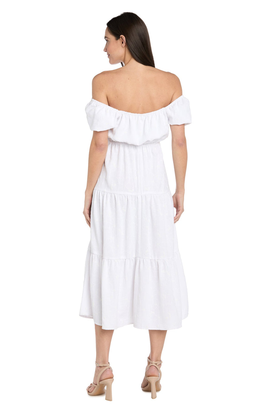 Cocktail Dresses Short Cocktail Tiered Midi Length Dress White